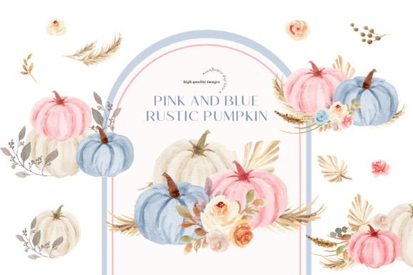 Download Pink and Blue Fall Autumn Pumpkin - Blue fall Collection