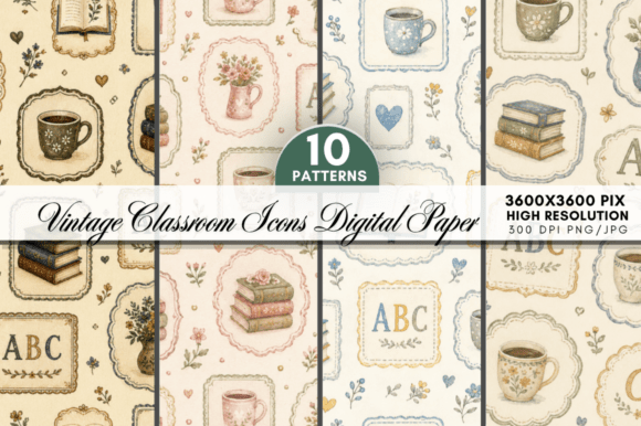 Download Vintage Classroom Digital Paper Bundle - Classroom digital paper Collection